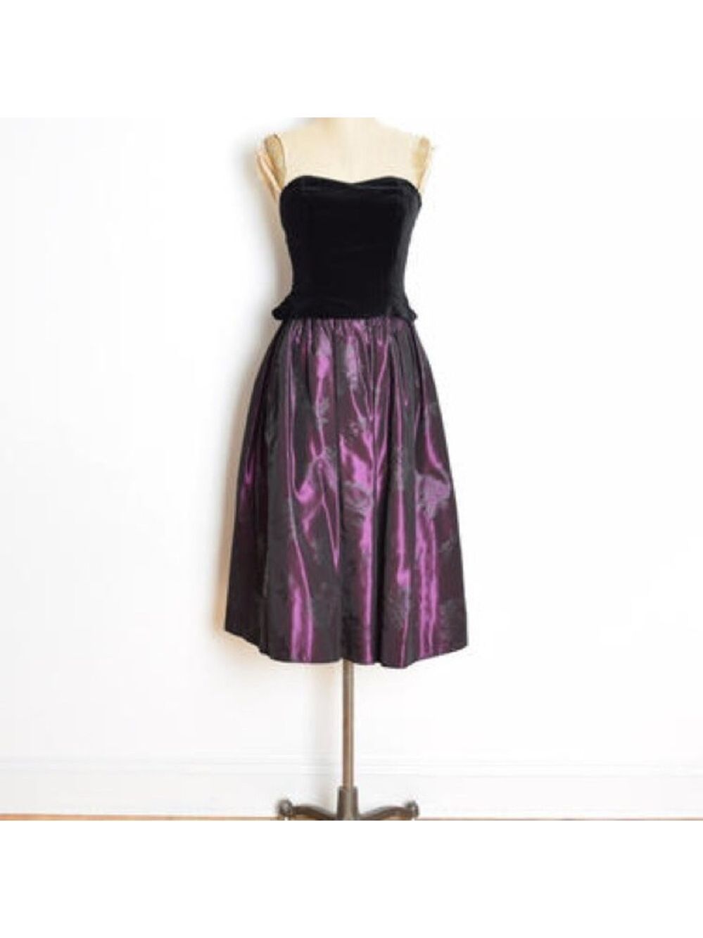 Laura Ashley Vintage 80s Velvet Strapless Gown - Picture 2 of 12